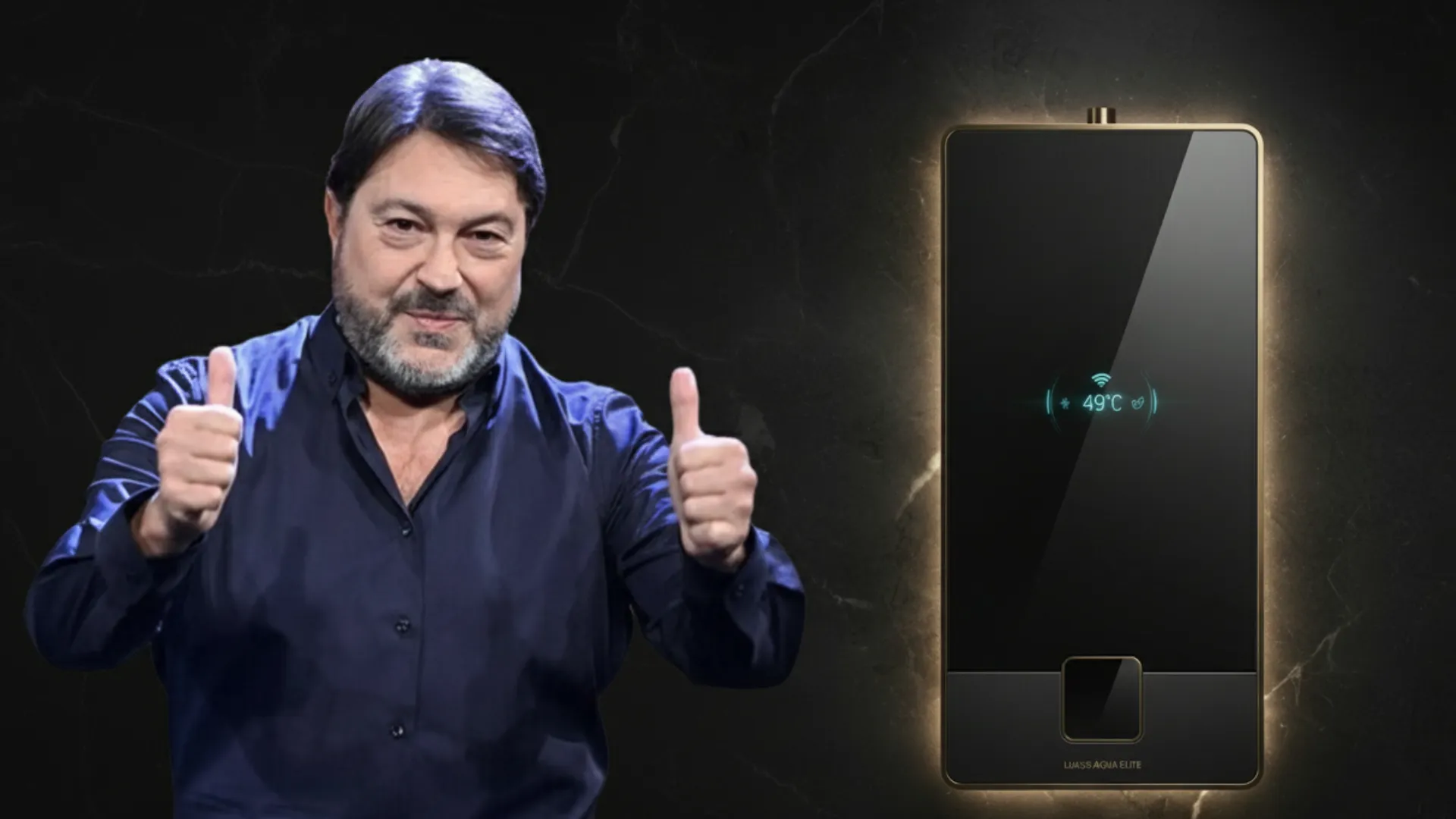 Marco Rossi con un sistema caldaia